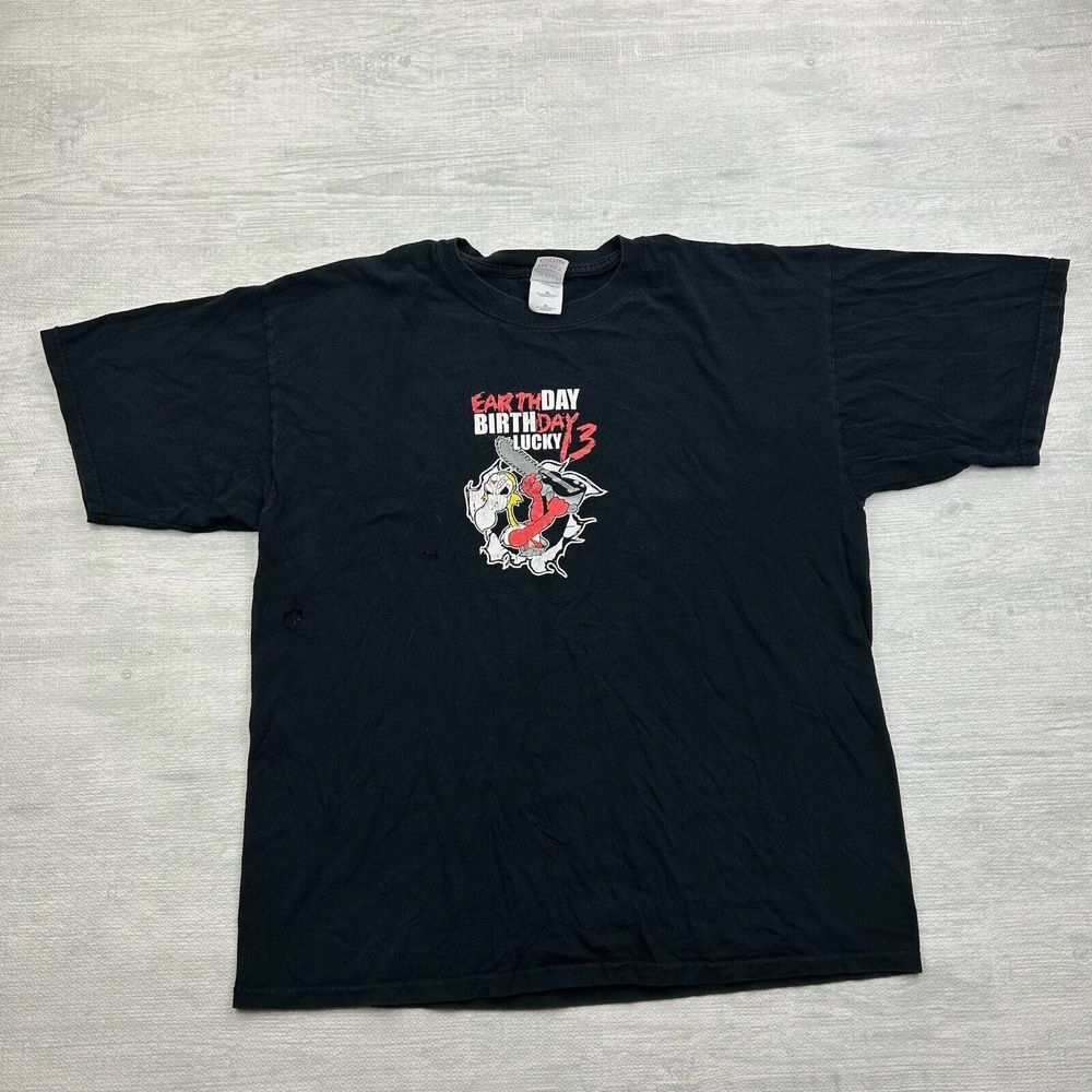 Vintage Earth Day Birth Day Shirt Mens XL Black Rob Zombie Concert Festival Band